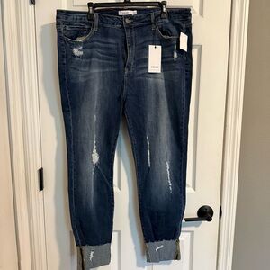 Cello Women's Distressed Cuffed Blue Skinny Jeans Plus Size 22